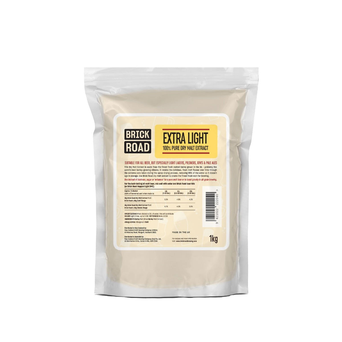 Brick Road DME Extra Light 1Kg - All Things Fermented | Home Brew Supplies Shop Wellington Kapiti NZ