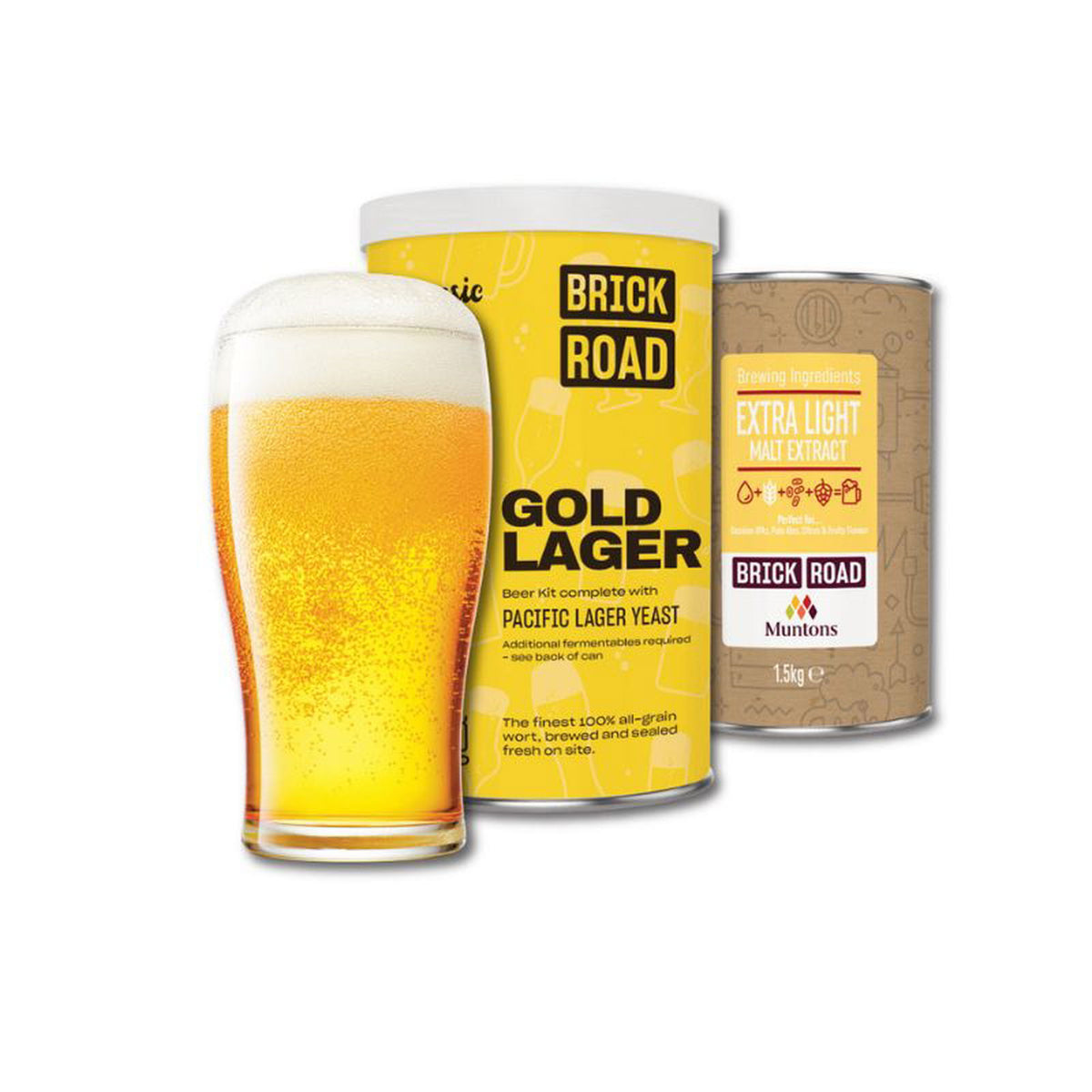 Brick Road Gold Lager 1.5Kg - All Things Fermented | Home Brew Supplies Shop Wellington Kapiti NZ