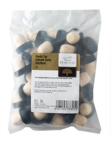 Vintner's Harvest Plastic Top Colmate Corks 29x20mm, Bag 30 - All Things Fermented | Home Brew Supplies Shop Wellington Kapiti NZ