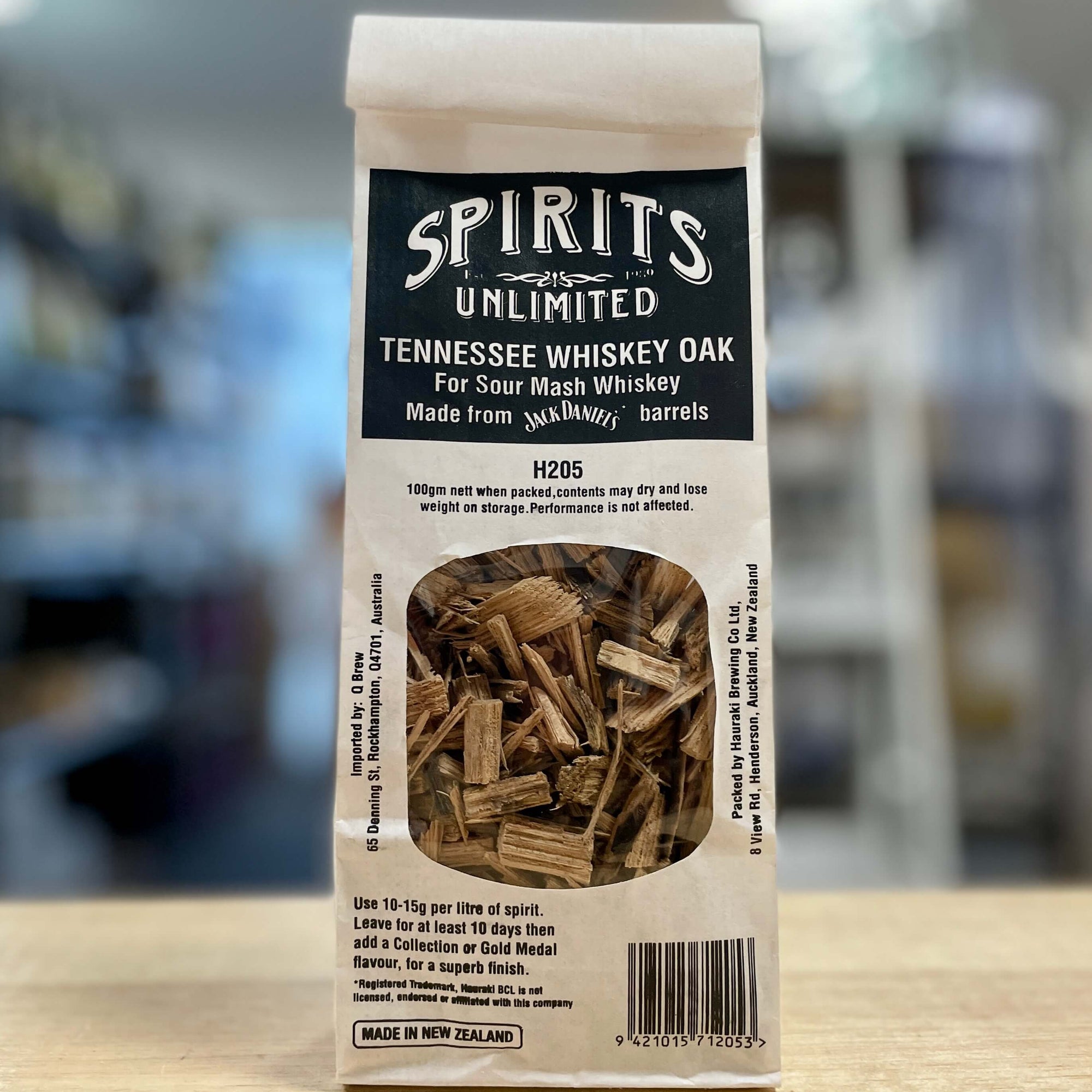 Spirits Unlimited Jack Daniels Whiskey Barrel Chips 100g - All Things Fermented | Home Brew Shop NZ | Supplies | Equipment