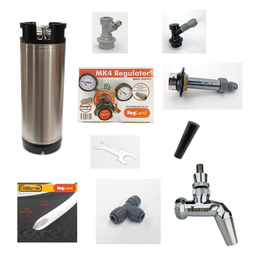 Kegerator/Keezer 2 Tap Starter Kit with Kegland Kegs &amp; EVABarrier 4mm ID / 8mm OD Beer &amp; Gas Line - All Things Fermented | Home Brew Supplies Shop Wellington Kapiti NZ