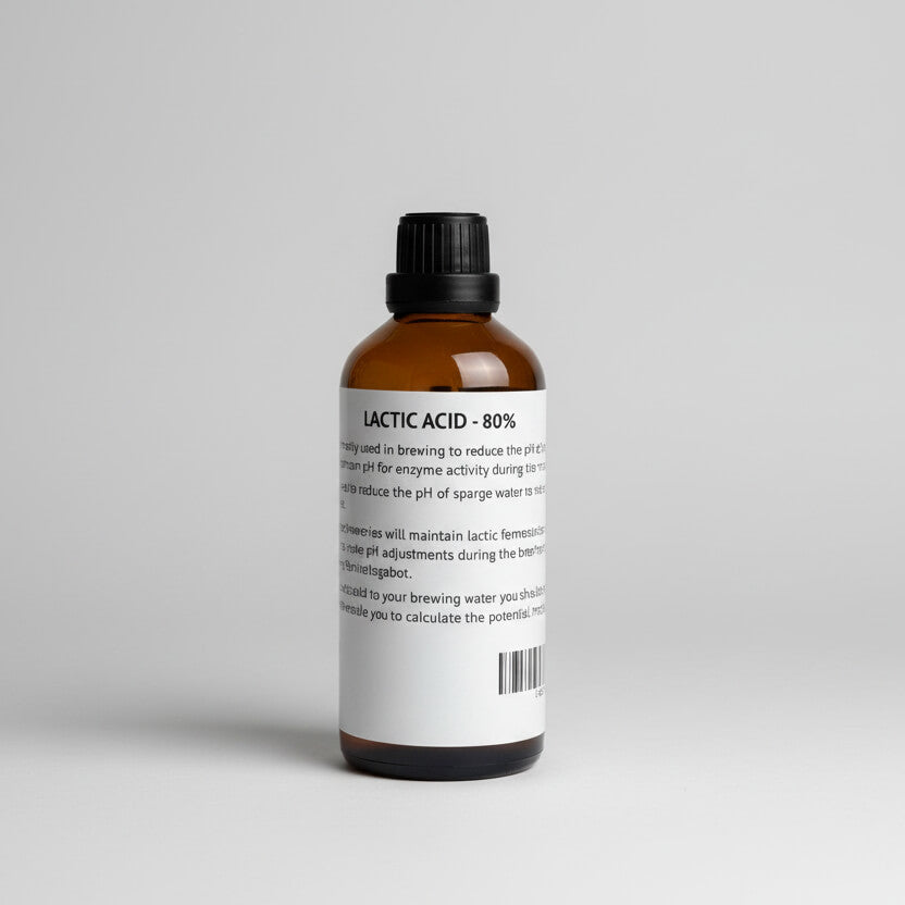 Bottle of lactic acid with a label on a gray background