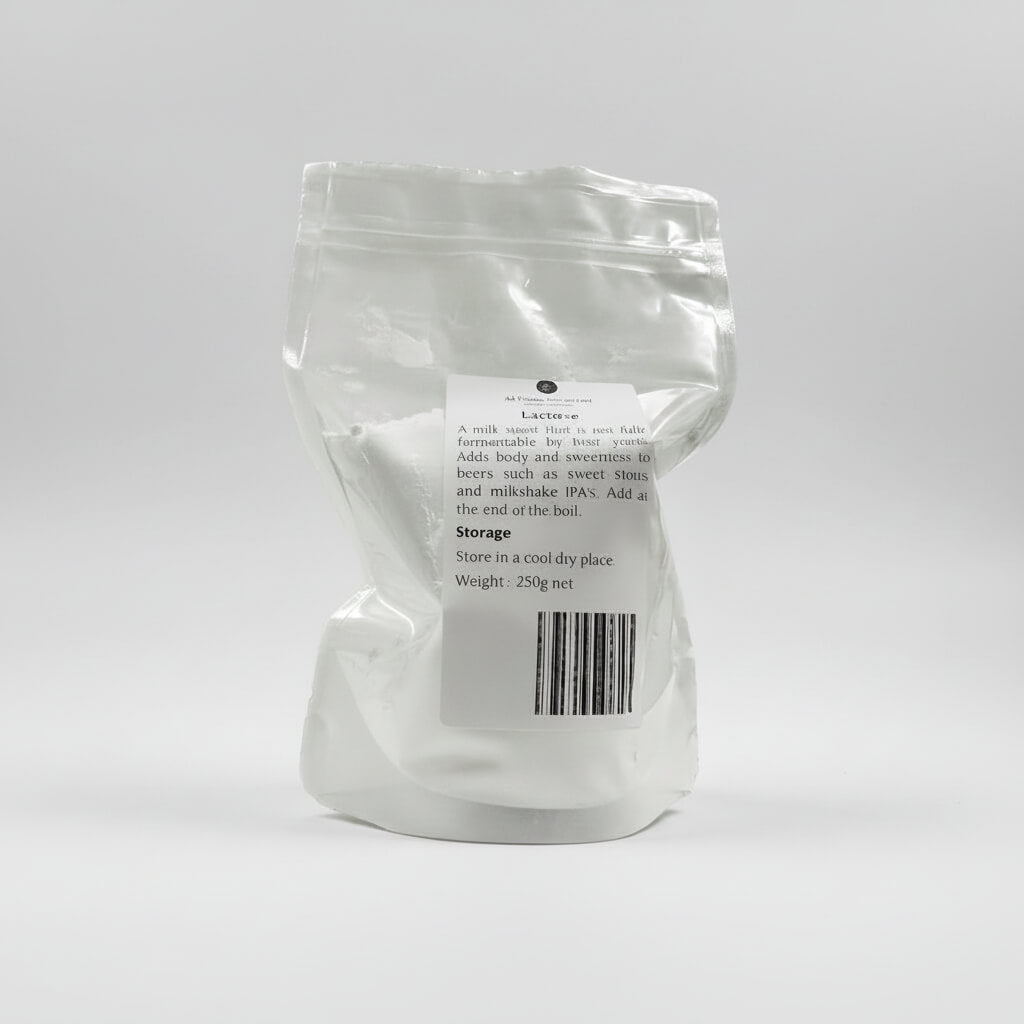 White powder in a clear plastic bag with a label on a white background