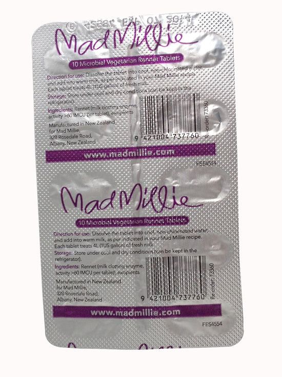Mad Millie 4L Vegetarian Rennet (Tablet Strip x 10) - All Things Fermented | Home Brew Supplies Shop Wellington Kapiti NZ