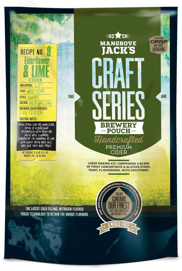 Mangrove Jack's Craft Series Elderflower & Lime Cider - 2.4kg - All Things Fermented | Home Brew Supplies Shop Wellington Kapiti NZ