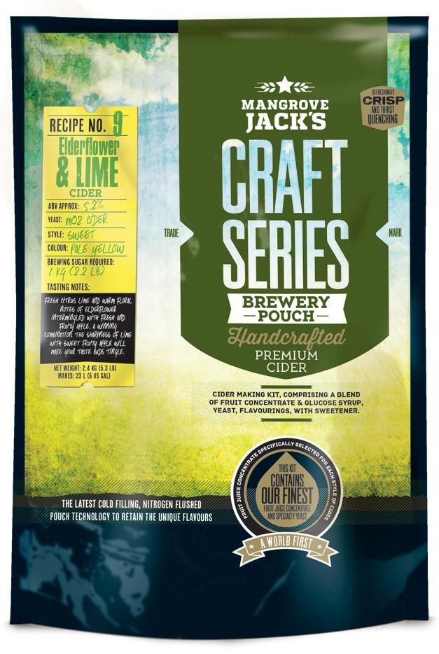 Mangrove Jack&#39;s Craft Series Elderflower &amp; Lime Cider - 2.4kg - All Things Fermented | Home Brew Supplies Shop Wellington Kapiti NZ