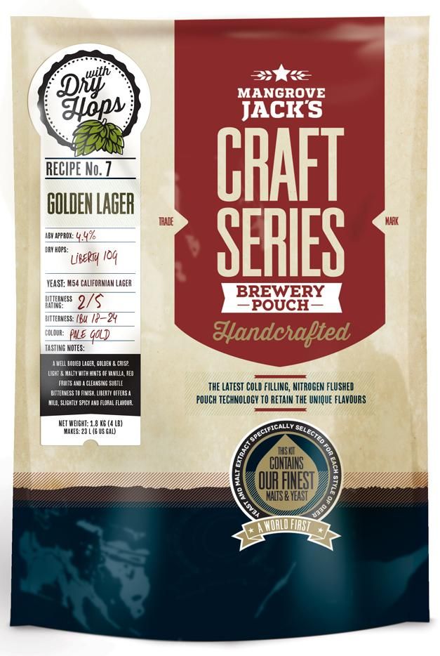 Mangrove Jack's Craft Series Golden Lager + dry hops -1.8kg - All Things Fermented | Home Brew Supplies Shop Wellington Kapiti NZ