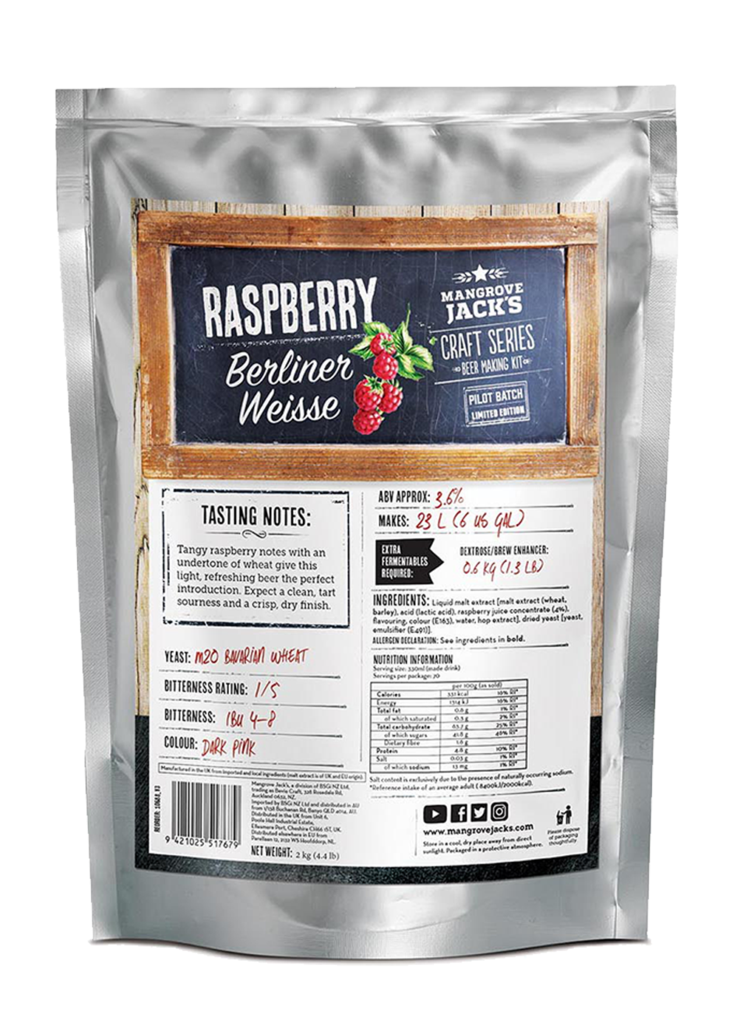 Mangrove Jack's Craft Series Raspberry Berliner Weisse - 2kg - All Things Fermented | Home Brew Supplies Shop Wellington Kapiti NZ