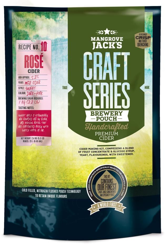 Mangrove Jack's Craft Series Rosé Cider Pouch - 2.4kg - All Things Fermented | Home Brew Supplies Shop Wellington Kapiti NZ