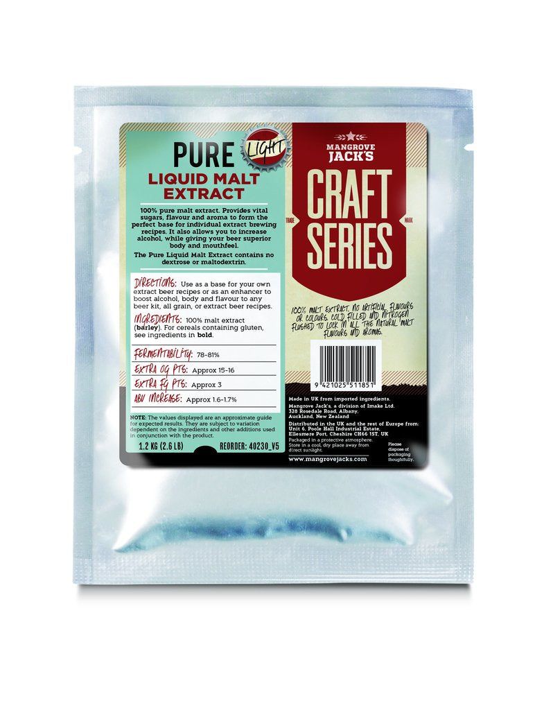 Mangrove Jack's Pure Liquid Malt Extract Light - 1.2kg - All Things Fermented | Home Brew Supplies Shop Wellington Kapiti NZ