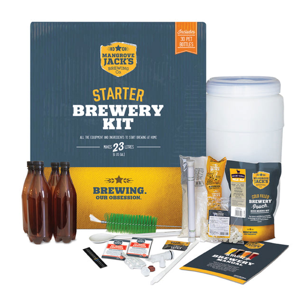 Mangrove Jack's Starter Brewery Kit with Bottles - All Things Fermented | Home Brew Supplies Shop Wellington Kapiti NZ