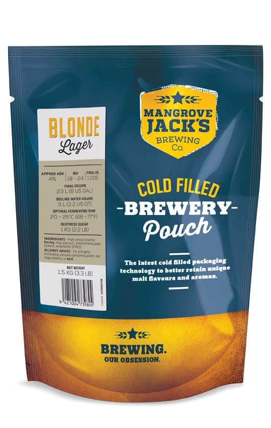 Mangrove Jack's Traditional Series Blonde Lager Pouch -1.5kg - All Things Fermented | Home Brew Supplies Shop Wellington Kapiti NZ