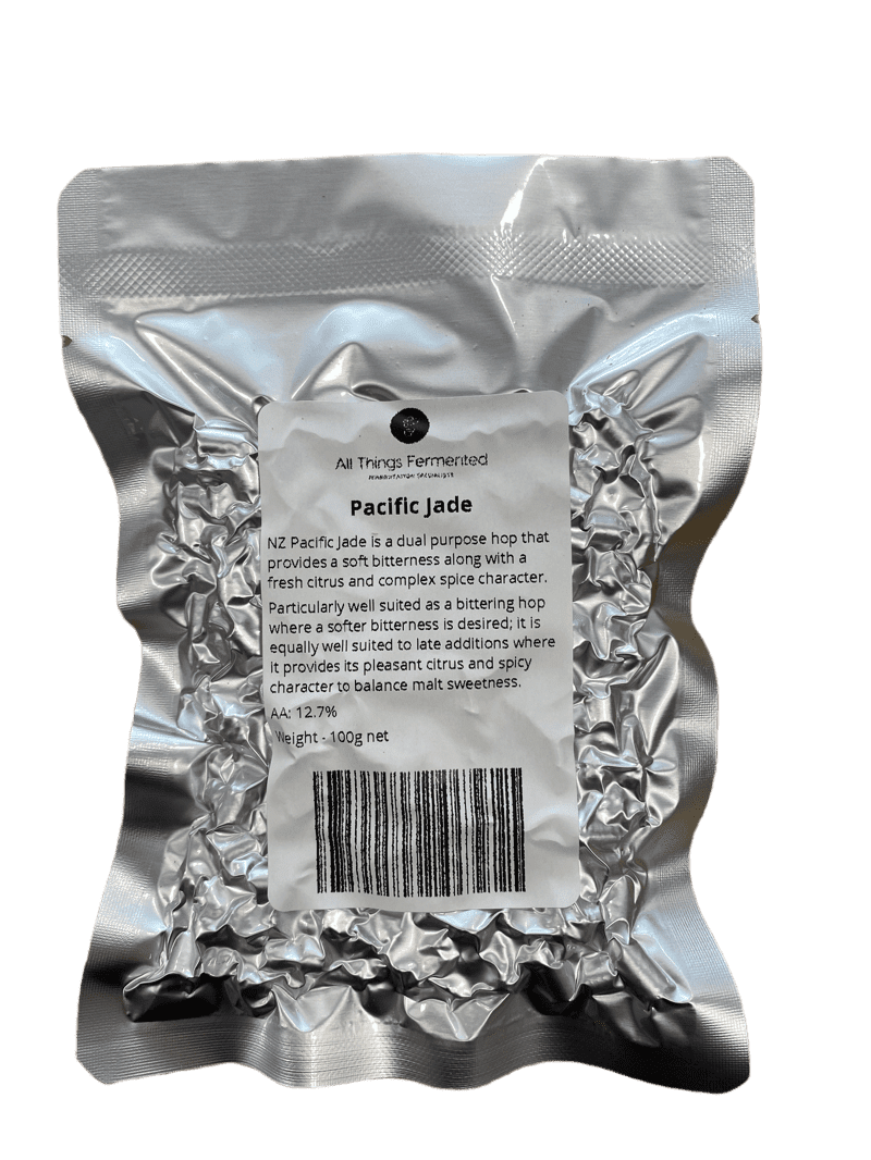 NZ Pacific Jade Hops 2023 Harvest - T90 Pellets 100gm - All Things Fermented | Home Brew Supplies Shop Wellington Kapiti NZ