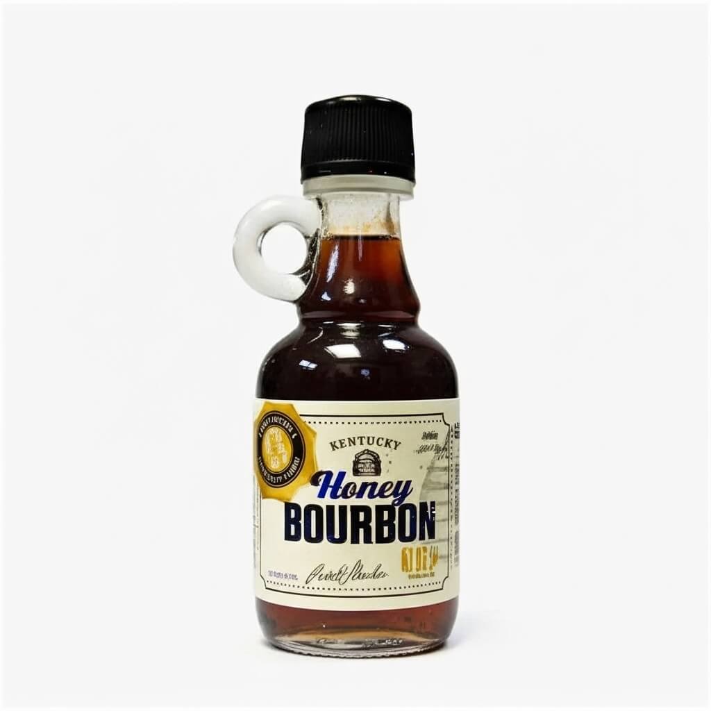Bottle of Kentucky Honey Bourbon spirit flavour on a white background