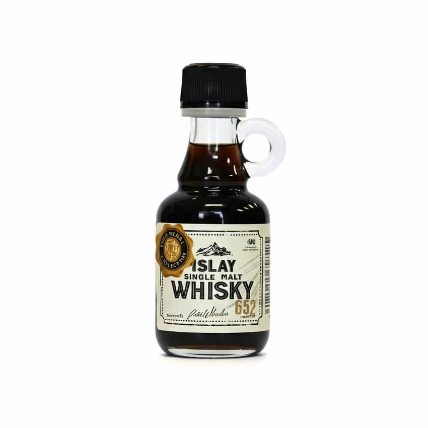 Bottle of Islay Single Malt Whisky spirit flavour on a white background