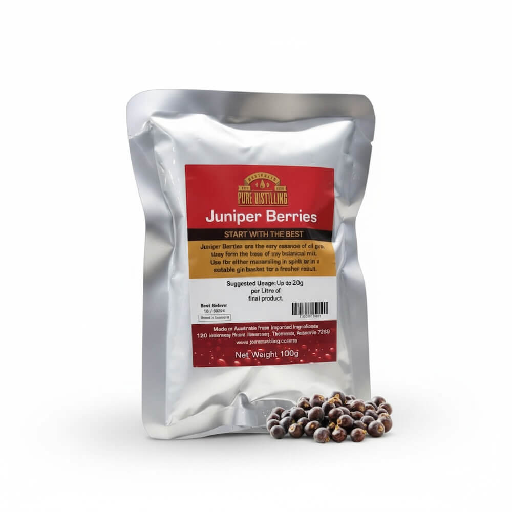 Bag of Juniper Berries with a visible brand label on a white background