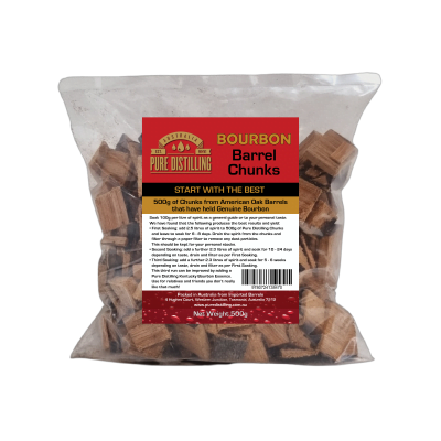 Pure Distilling Bourbon Barrel Chunks 500g - All Things Fermented | Home Brew Supplies Shop Wellington Kapiti NZ
