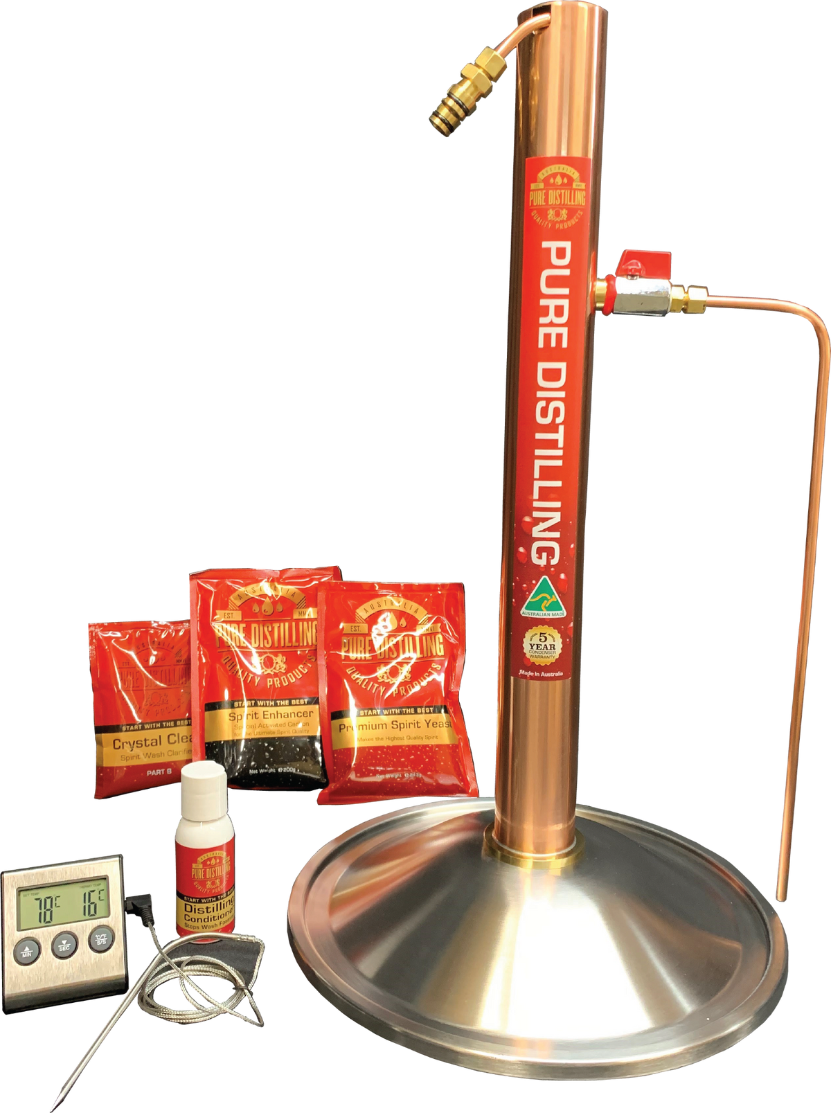 Pure Distilling Reflux Copper Condenser - All Things Fermented | Home Brew Supplies Shop Wellington Kapiti NZ