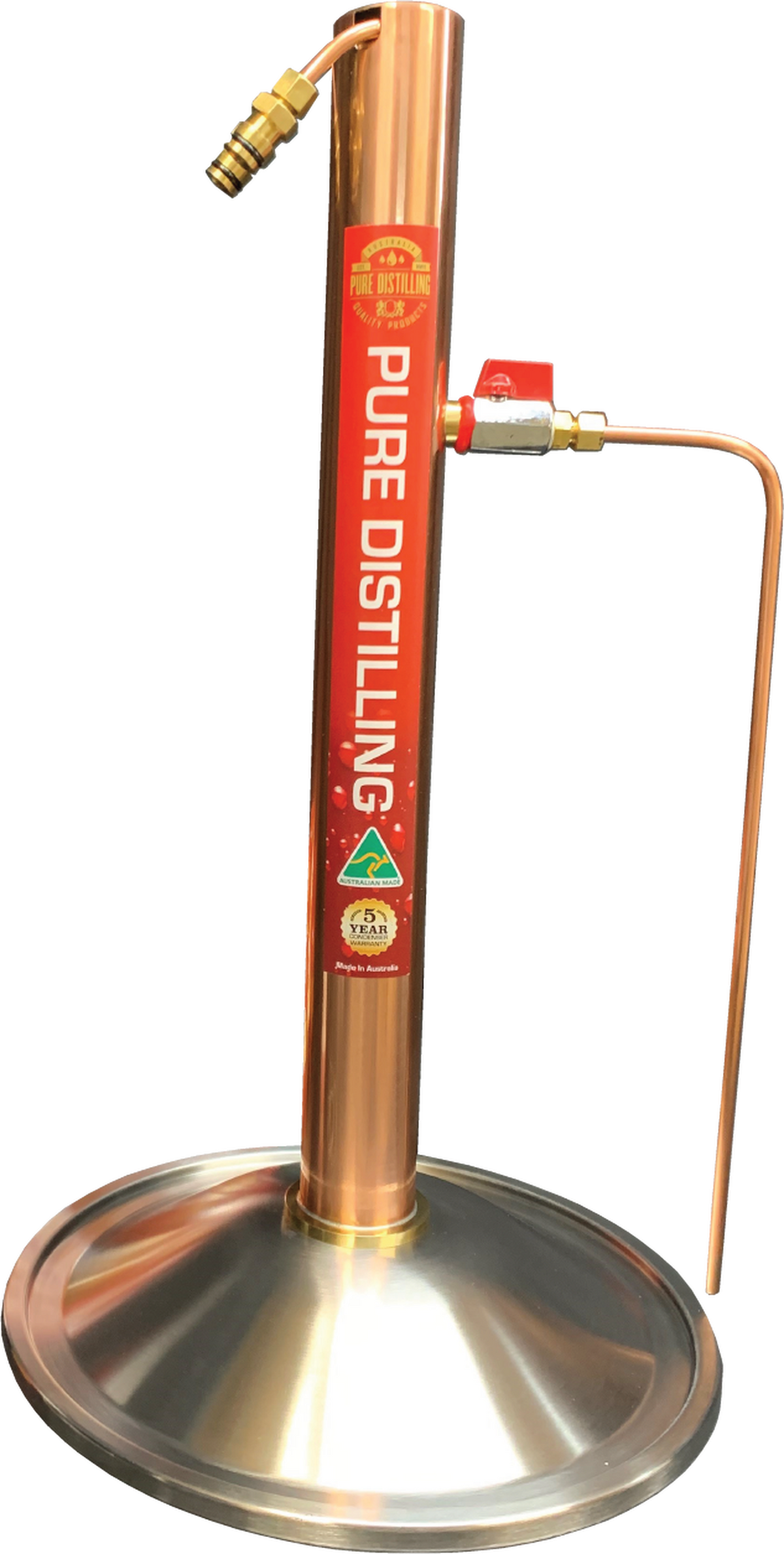 Pure Distilling Reflux Copper Condenser - All Things Fermented | Home Brew Supplies Shop Wellington Kapiti NZ