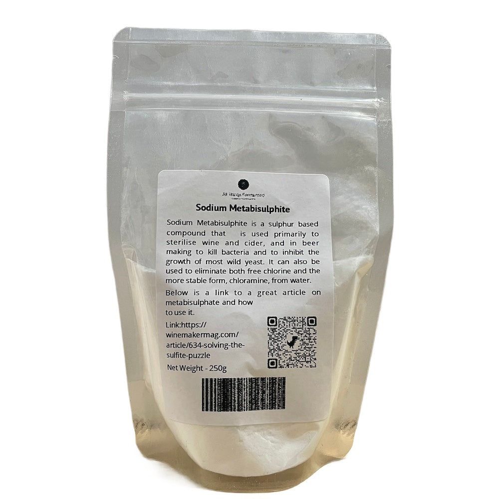 Sodium Metabisulphite - 250gm - All Things Fermented | Home Brew Supplies Shop Wellington Kapiti NZ