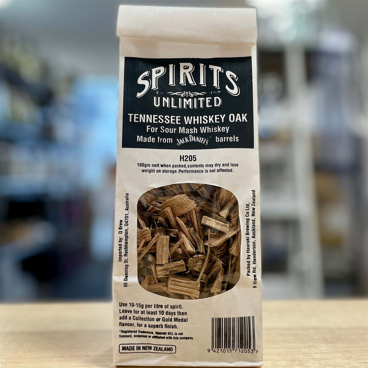 Spirits Unlimited Jack Daniels Whiskey Barrel Chips 100g - All Things Fermented | Home Brew Supplies Shop Wellington Kapiti NZ