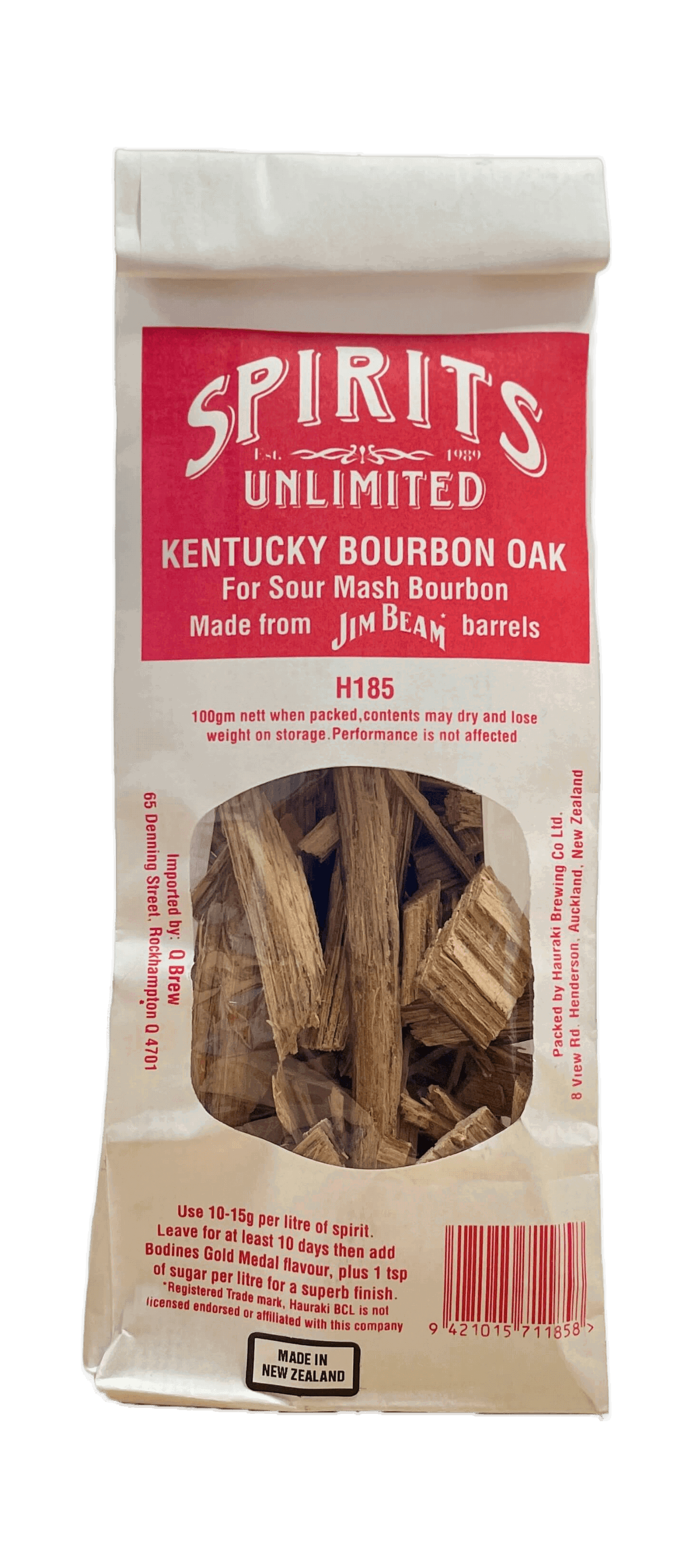 Spirits Unlimited Jim Beam Whiskey Barrel Chips 100g - All Things Fermented | Home Brew Supplies Shop Wellington Kapiti NZ