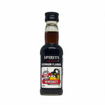 Bottle of whiskey with a label on a white background