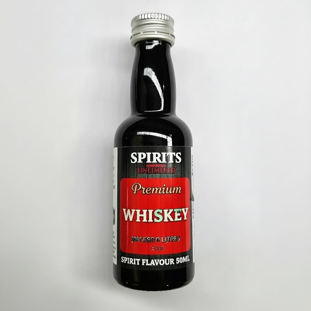 Bottle of Spirits Unlimited Premium Whiskey on a gray background
