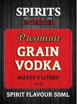 Spirits Unlimited Premium Grain Vodka - 50ml - All Things Fermented | Home Brew Supplies Shop Wellington Kapiti NZ