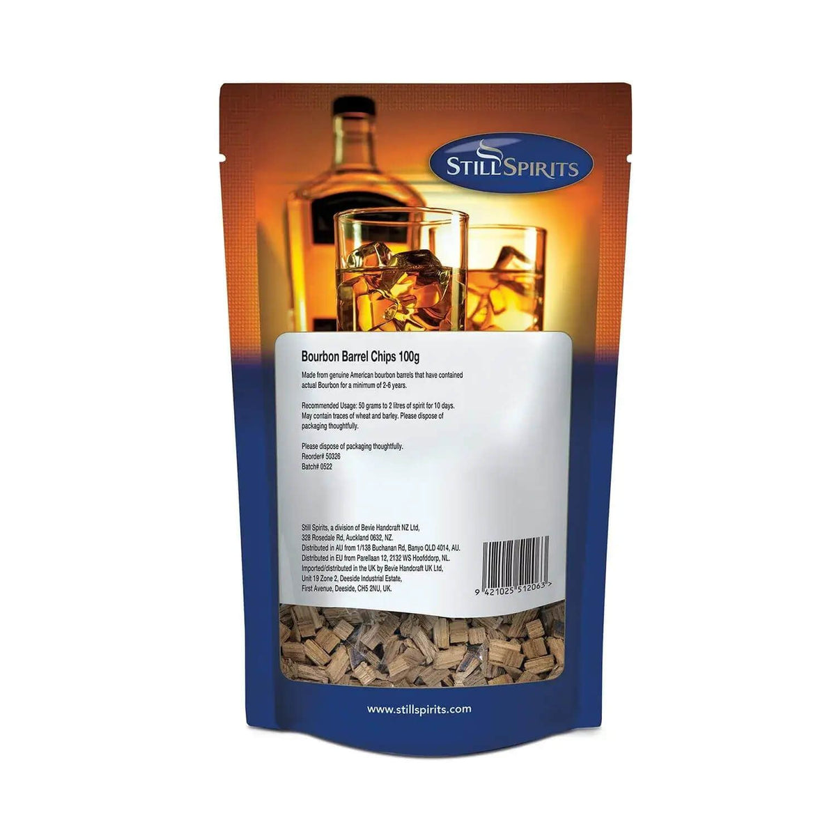 Still Spirits Bourbon Barrel Chips 100g - All Things Fermented | Home Brew Supplies Shop Wellington Kapiti NZ