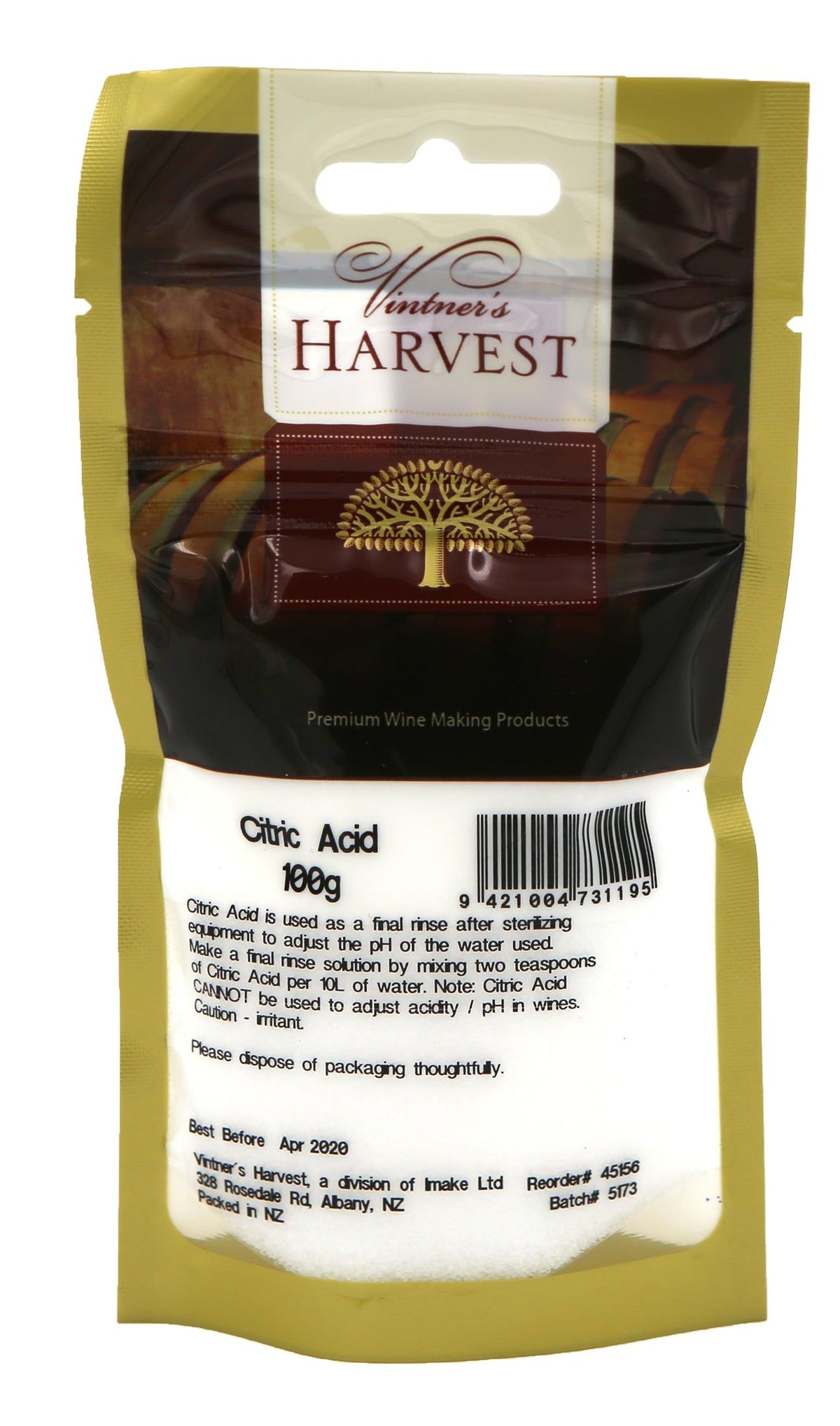 Vintner&#39;s Harvest Citric Acid 100g - All Things Fermented | Home Brew Supplies Shop Wellington Kapiti NZ