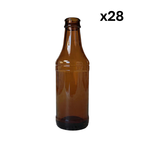 BrewMaster Glass Beer Bottle 330ml – Box of 28 (Crown Cap)