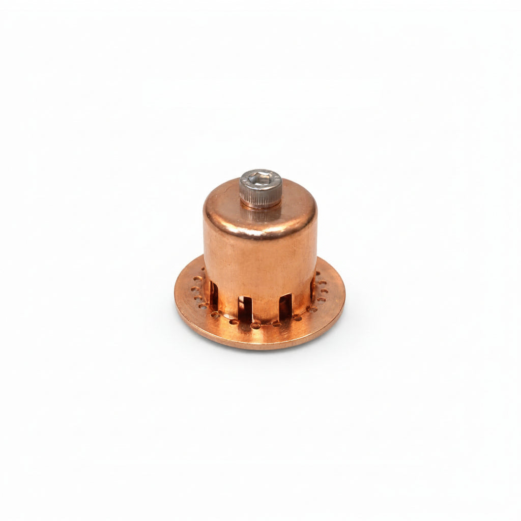 Copper metal bubble plate on a white background