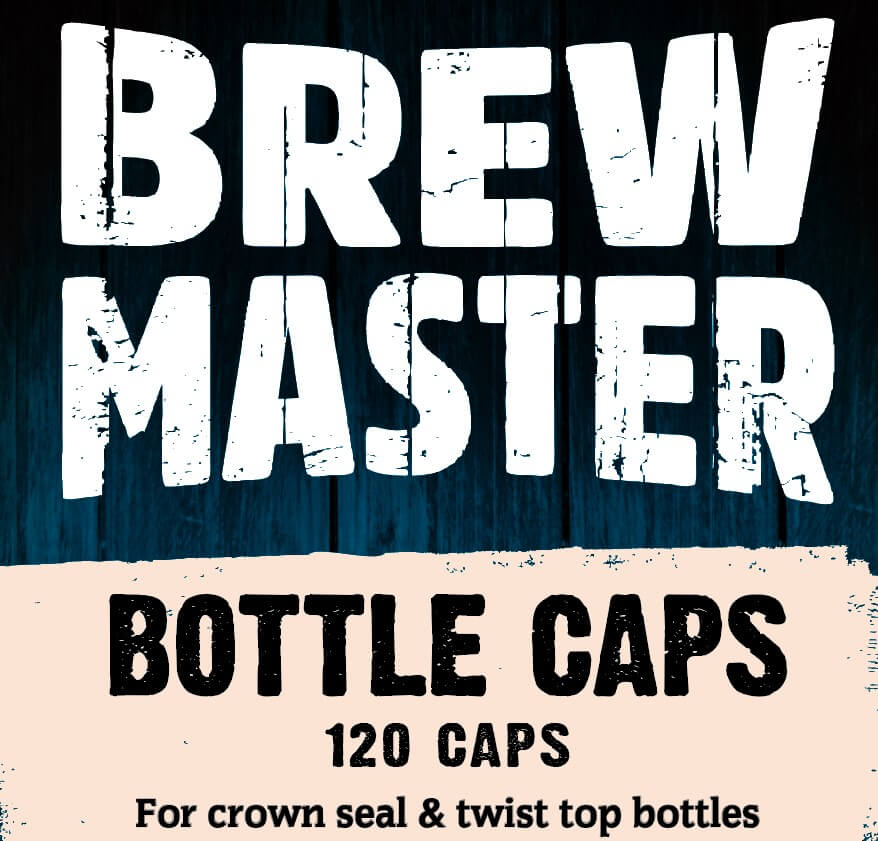 Brew Master Bottle Caps / Crown Seals - Black - 120 Caps