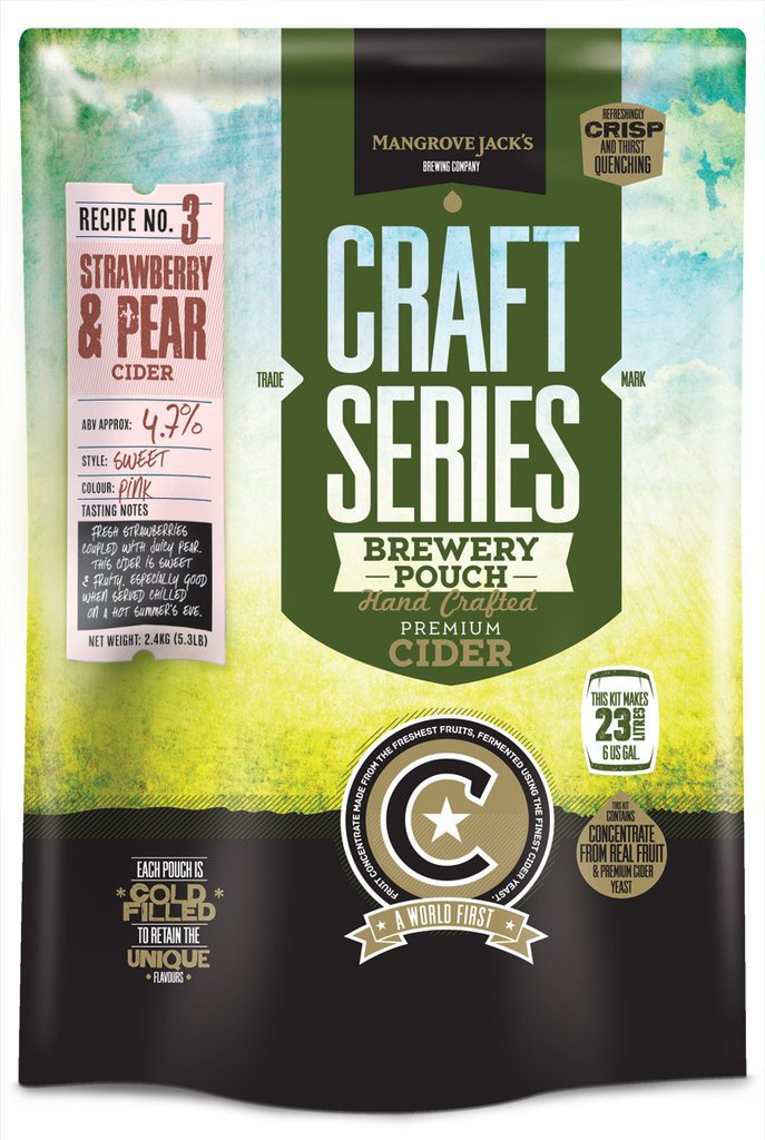 Mangrove Jack&#39;s Craft Series Strawberry &amp; Pear Cider - 2.4kg - All Things Fermented | Home Brew Shop NZ | Supplies | Equipment