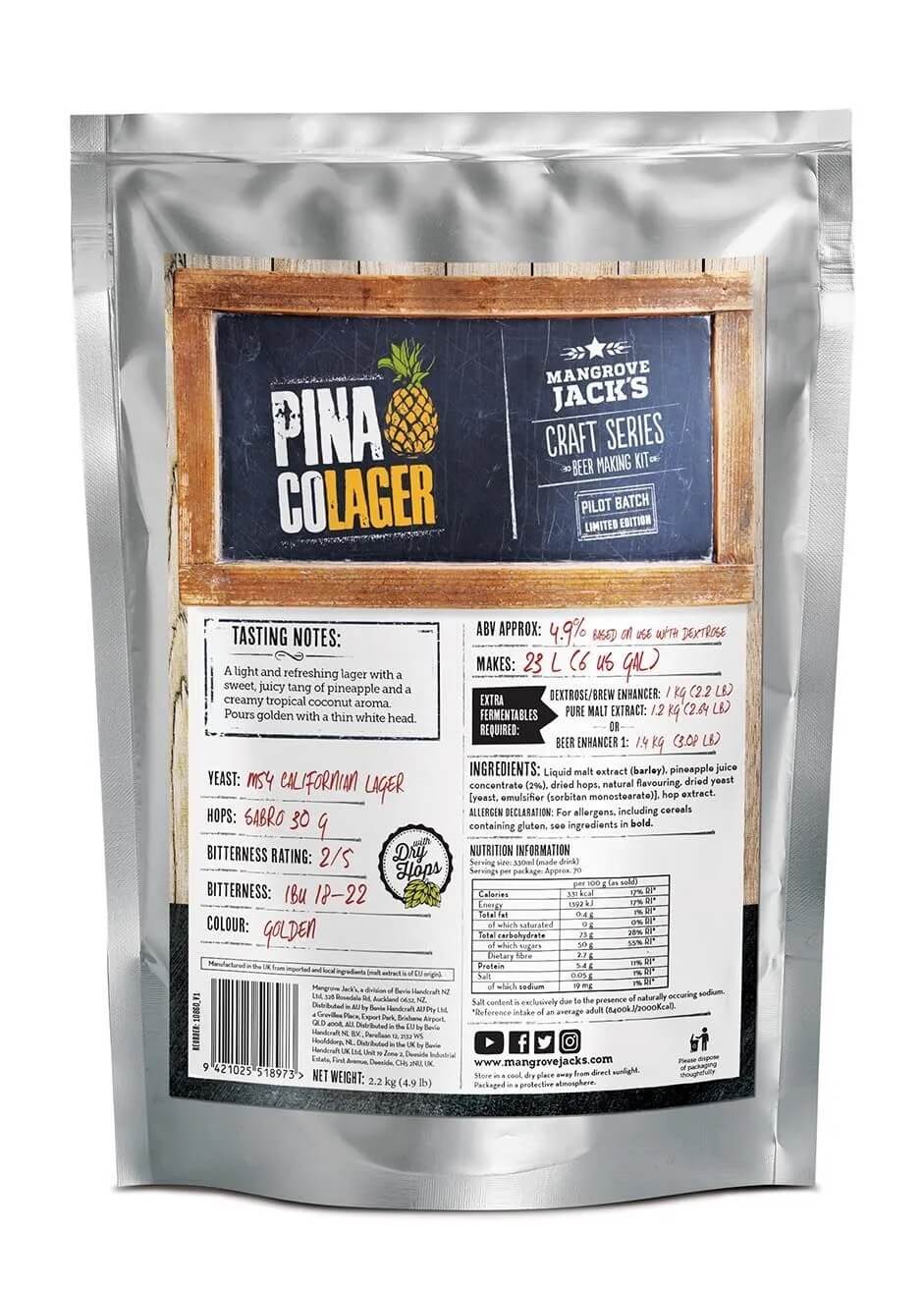Mangrove Jack's Craft Series Pina CoLager (LE) 2.2kg - All Things Fermented | Home Brew Shop NZ | Supplies | Equipment