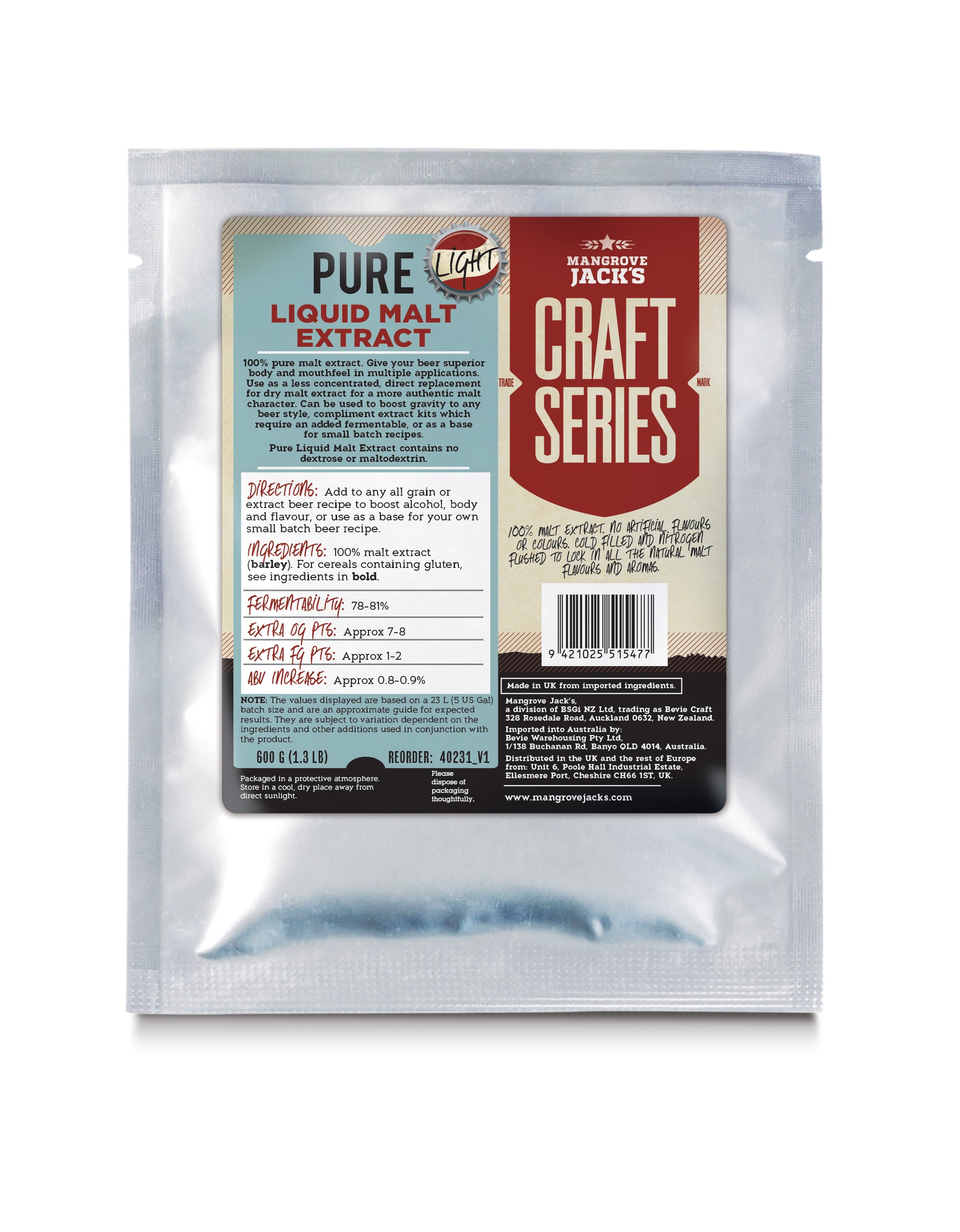 Mangrove Jacks Pure Liquid Malt Extract - Light 600g - All Things Fermented | Home Brew Shop NZ | Supplies | Equipment
