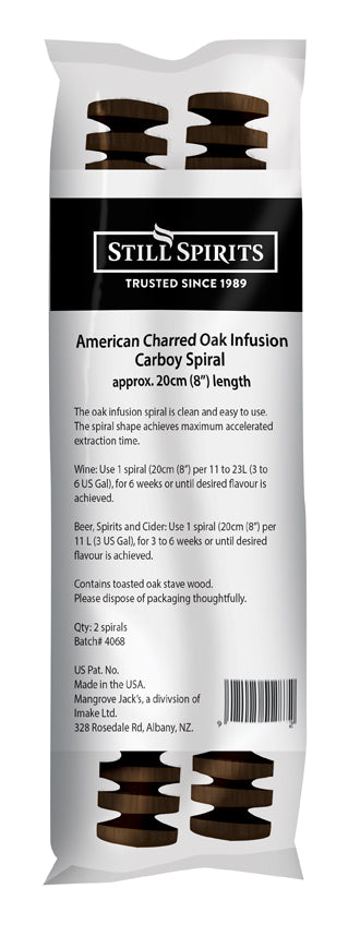 Still Spirits American Charred Oak Carboy Spiral - All Things Fermented | Home Brew Shop NZ | Supplies | Equipment