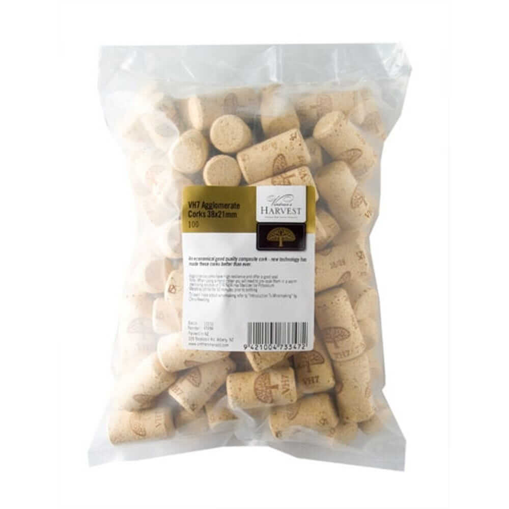 Vintner's Harvest VHA Agglomerate Corks 38x21mm - Bag of 100 - All Things Fermented | Home Brew Shop NZ | Supplies | Equipment