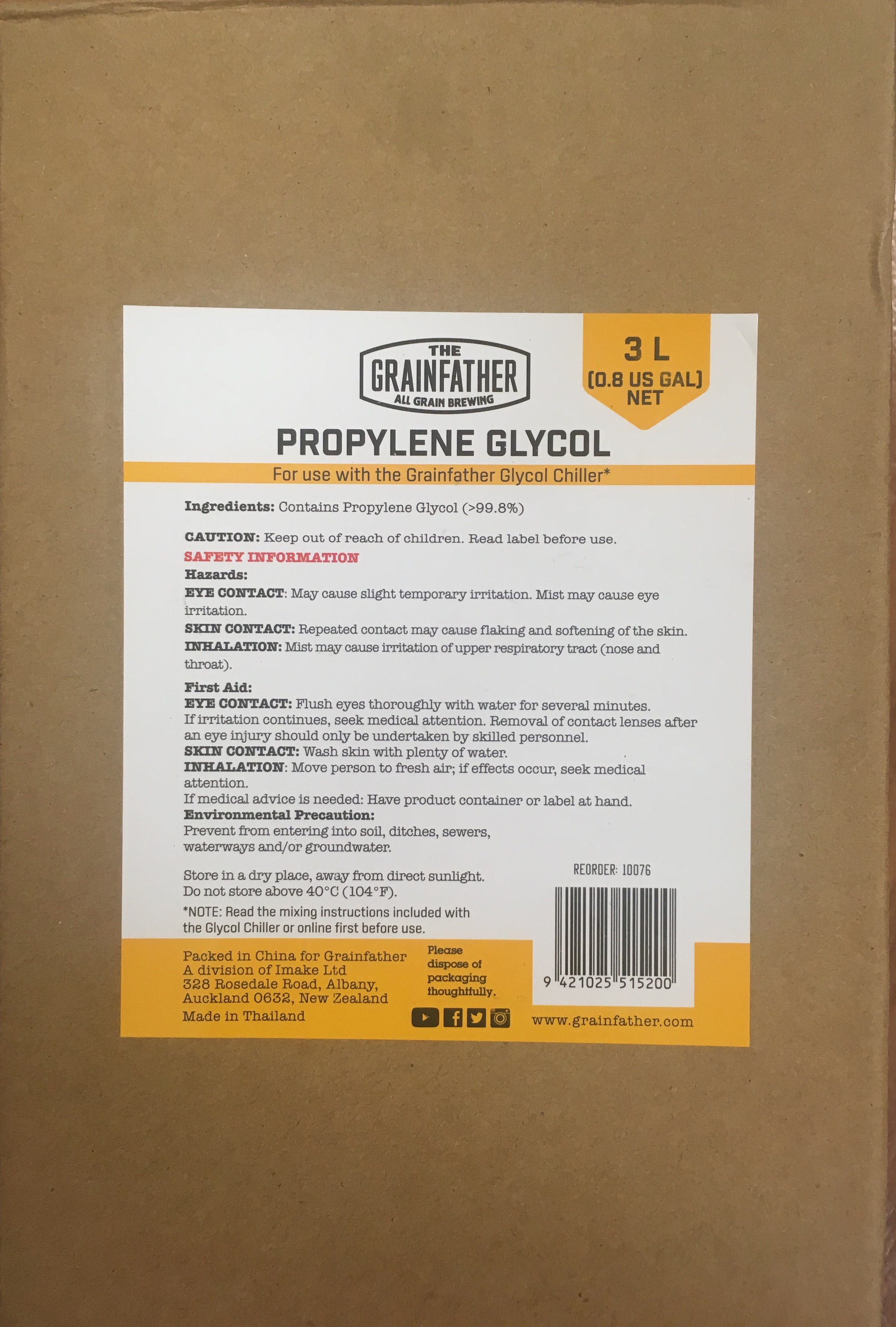 Propylene Glycol (3L) - All Things Fermented | Home Brew Shop NZ | Supplies | Equipment
