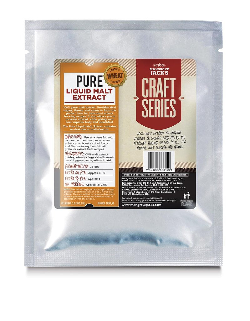 Mangrove Jack&#39;s Pure Liquid Malt Extract - Wheat - 1.5kg - All Things Fermented | Home Brew Shop NZ | Supplies | Equipment