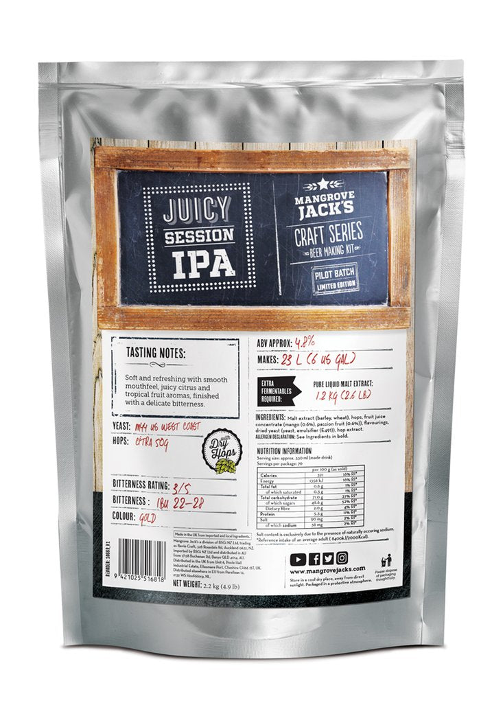 Mangrove Jack&#39;s Craft Series Juicy Session IPA - All Things Fermented | Home Brew Shop NZ | Supplies | Equipment